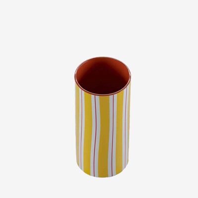 Vase cylindrique à rayures jaune, Orlando - modèle medium