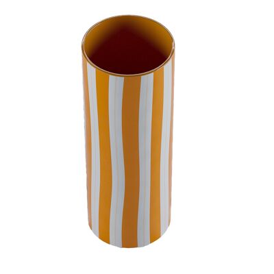 Orange gestreifte zylindrische Vase, Orlando – großes Modell