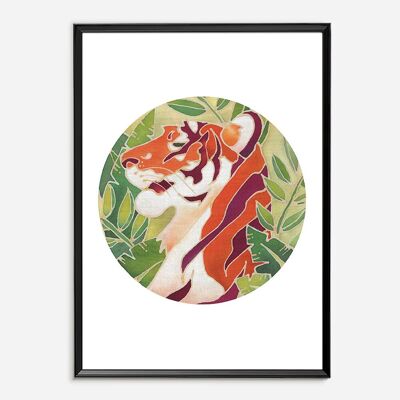 Batik Kunstdruck - Malayischer Tiger A3