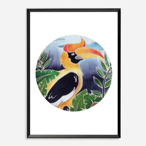 Batik Art Print - Rhinocerous Hornbill A3