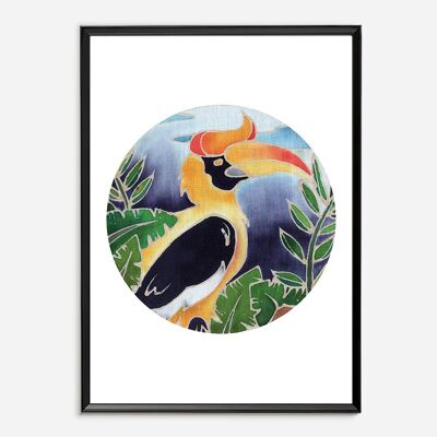 Batik Art Print - Rhinocerous Hornbill A3