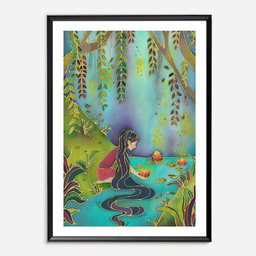Batik Art Print - Light of Lotus A4