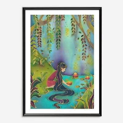 Batik Art Print - Light of Lotus A5