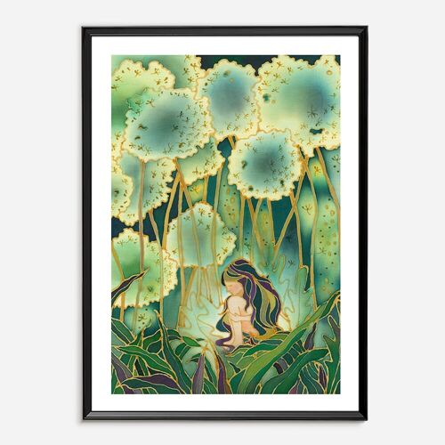 Batik Art Print - Dandelion Labyrinth A3