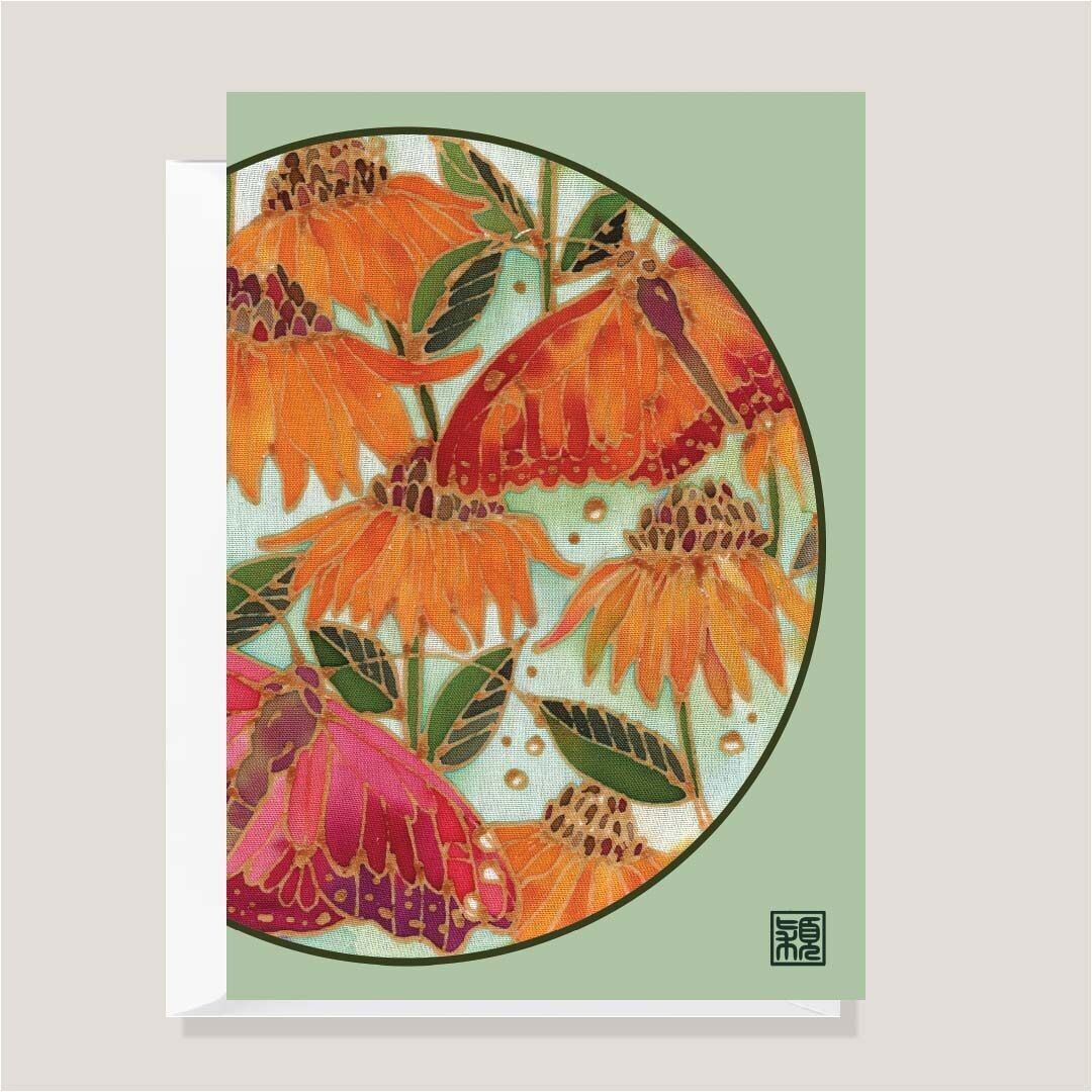 Tarjeta de felicitación- Flores voladoras