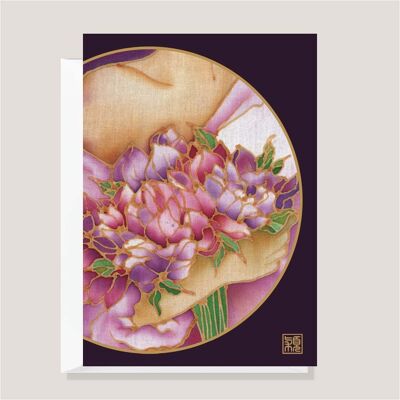 Tarjeta de felicitación- Mercado de flores - Peonías