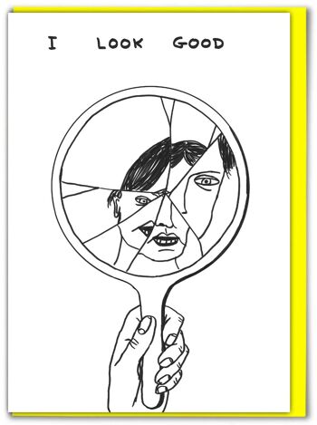 Drôle David Shrigley - Carte de vœux miroir brisé 1