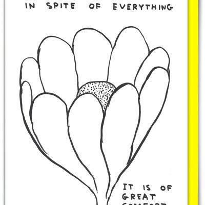 Tarjeta David Shrigley divertido - Las flores florecen pensando en ti