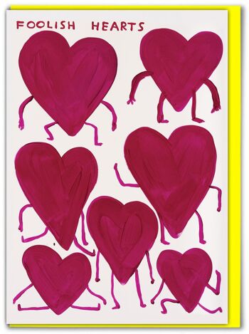 Drôle David Shrigley - Carte de vœux Foolish Hearts 1