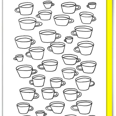 Lustige Grußkarte von David Shrigley – „Too Much Tea“