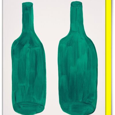Tarjeta de felicitación divertida de David Shrigley: dos botellas de vino