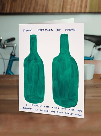 Drôle David Shrigley - Carte de vœux de deux bouteilles de vin 2
