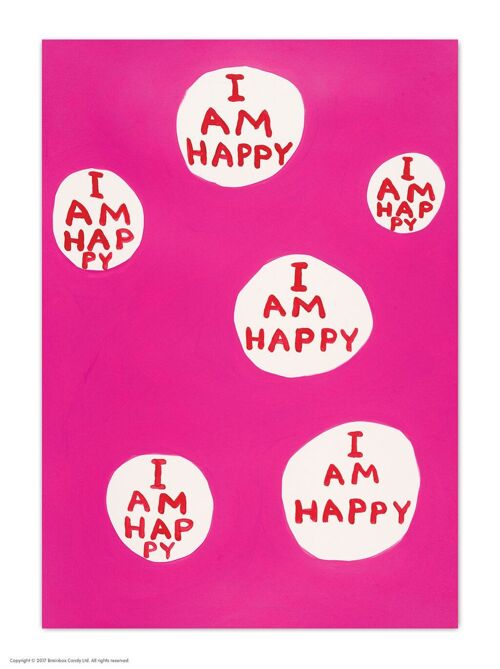 A6 Art Postcard By David Shrigley - I Am Happy