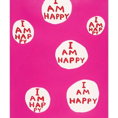 Postal artística A6 de David Shrigley - Soy feliz