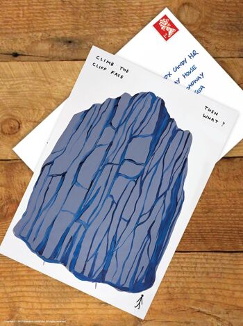 Carte postale d’art A6 par David Shrigley - Grimper la falaise 2