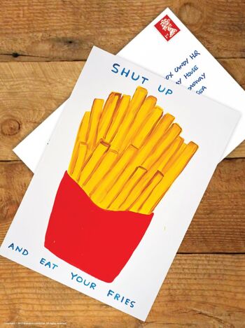 Carte postale d’art A6 par David Shrigley - Mangez vos frites 2