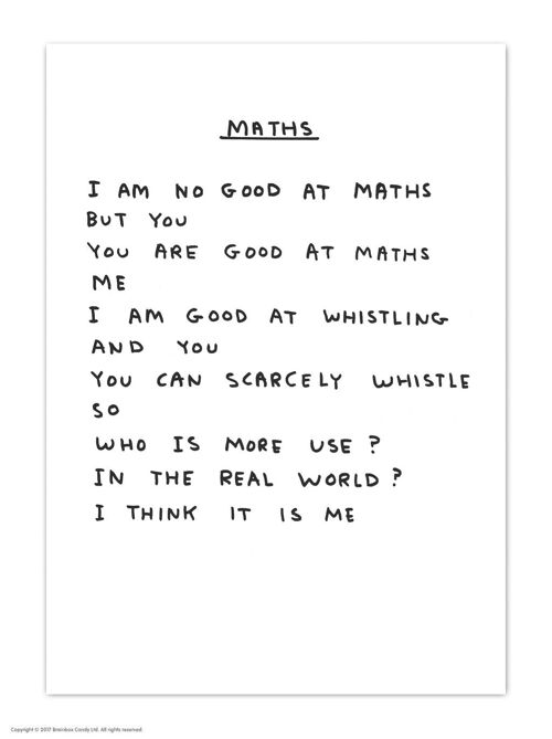A6 Art Postcard By David Shrigley - Maths Whistle