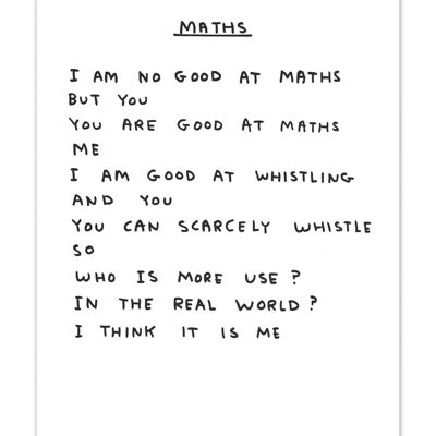 Cartolina artistica A6 di David Shrigley - Fischio di matematica