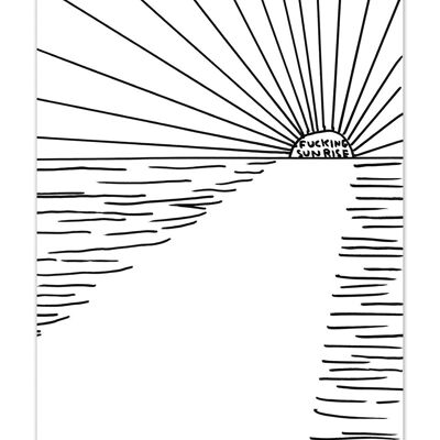 Carte postale d’art A6 par David Shrigley - Fucking Sunrise