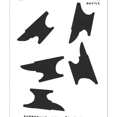 Postal de arte A6 de David Shrigley - Falling Anvils