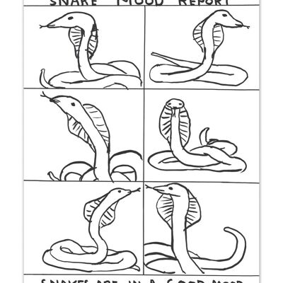 Postal artística A6 de David Shrigley - Informe sobre el estado de ánimo de la serpiente