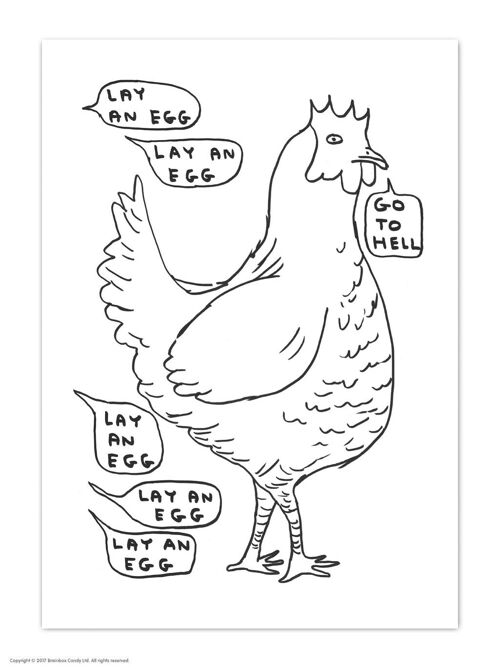 A6 Art Postcard By David Shrigley - Lay An Egg