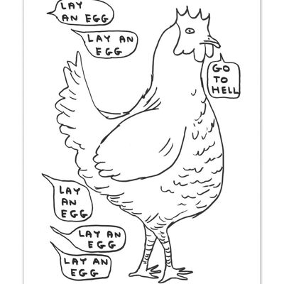 Postal artística A6 de David Shrigley - Pon un huevo