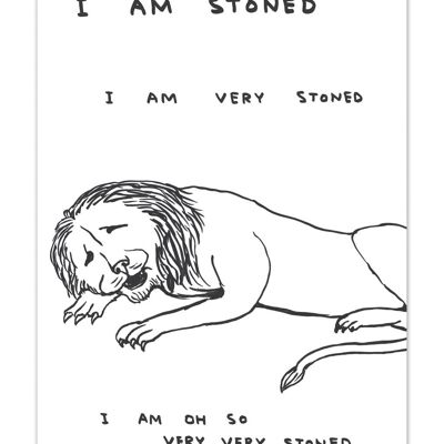 A6 Kunstpostkarte von David Shrigley – Stoned