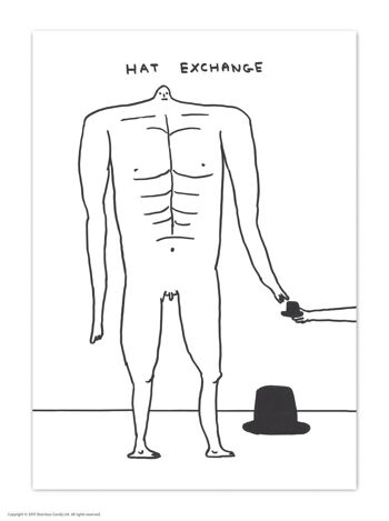 Carte postale d’art A6 par David Shrigley - Hat Exchange 1