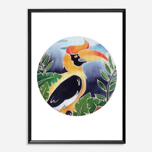 Batik Art Print -Rhinocerous Hornbill A4