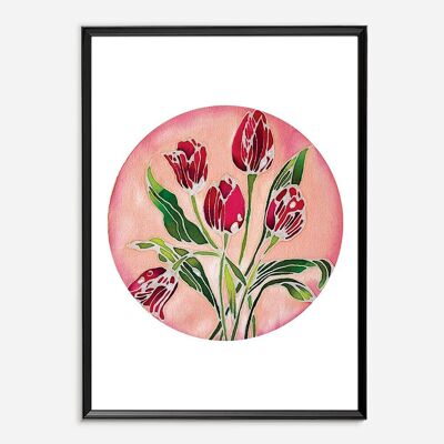 Batik Kunstdruck - Tulpenme für die Ewigkeit A4