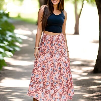Jupe longue taille large en coton