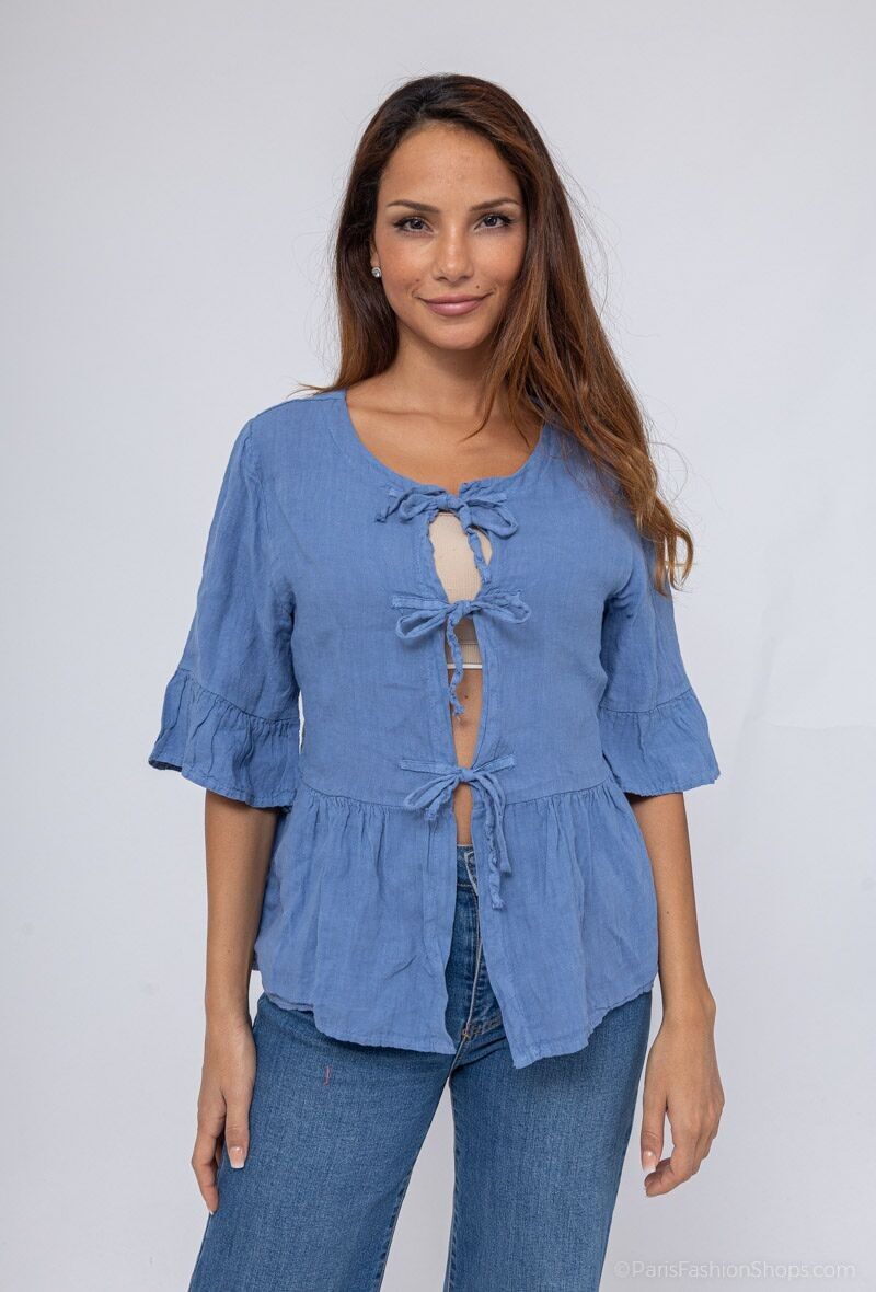 Camicia in lino con fiocchi RIF 4602