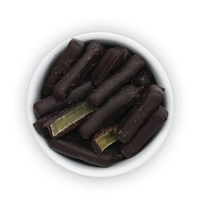 Ginger sticks in dark chocolate sold by the kilo
