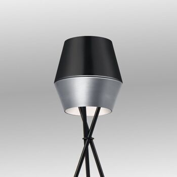 s.LUCE pro Lampe de table LED SkaDa Ø 20cm en aluminium, noir