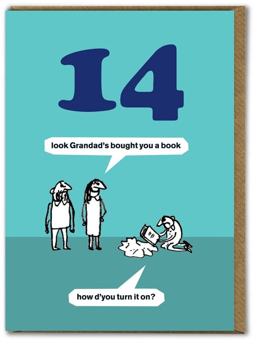 Funny Modern Toss 14th Birthay Card - Grandad Book