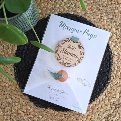 Bookmark Merci Nanny, Ribbon and engraved wood