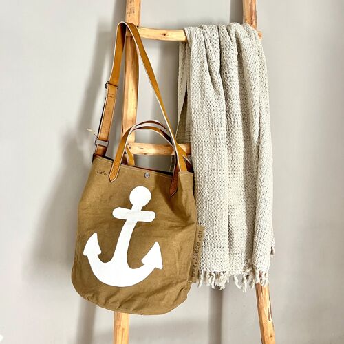 BucketBag (dark vintage canvas) anchor white NEW