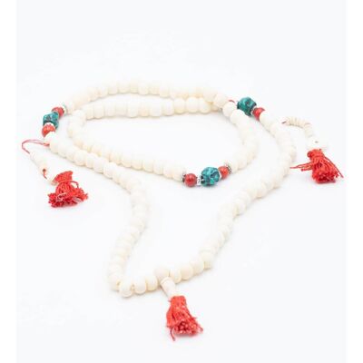 White Japa Mala with Counters