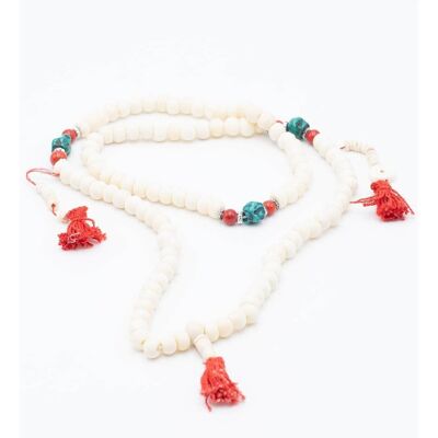 Collana Japa Mala tibetana bianca con contatori