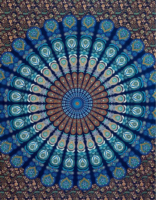 Manta de cama sofa o Tapiz Mandala Azul