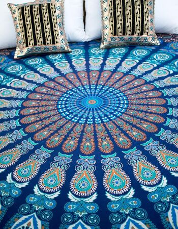 Couverture de canapé-lit ou Tapisserie Mandala Bleu 3