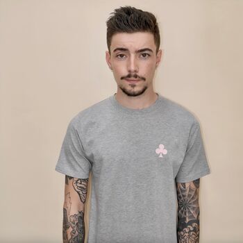 T-Shirt Gris Chiné Trèfle Rose Pâle 2