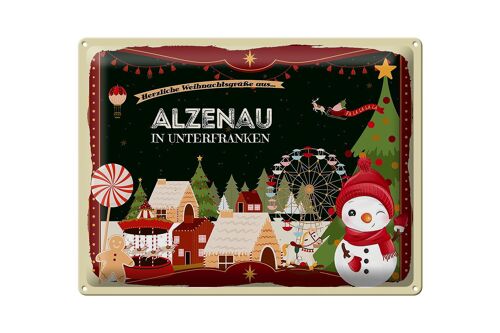 Blechschild Weihnachten Grüße aus ALZENAU IM UNTERFRANKEN 40x30cm