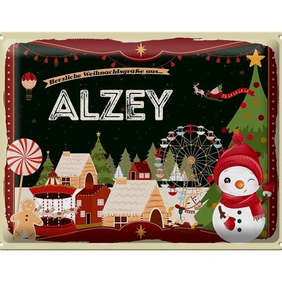 Blechschild Weihnachten Grüße aus ALZEY Geschenk 40x30cm