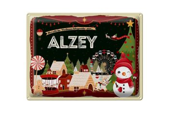 Plaque en étain "Vœux de Noël d'ALZEY", cadeau 40x30cm 1