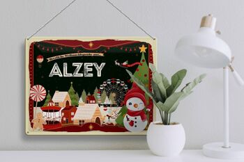 Plaque en étain "Vœux de Noël d'ALZEY", cadeau 40x30cm 3