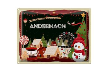 Plaque en tôle Salutations de Noël ANDERNACH cadeau 40x30cm 1