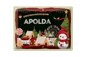 Plaque en tôle "Vœux de Noël d'APOLDA" cadeau 40x30cm 1
