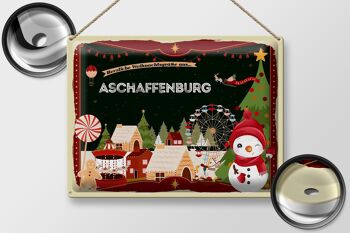 Plaque en tôle Salutations de Noël ASCHAFFENBURG cadeau 40x30cm 2